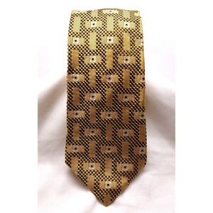 JOS A BANK Premier Collection Necktie Gold/Blue Geometric‎ Silk Tie 4"x58"
